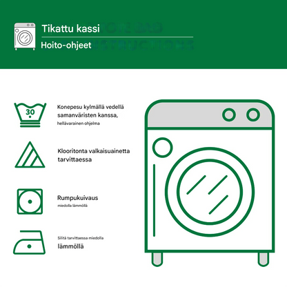 Kauniisti Kirjailtu Tikattu Kangaslaukku