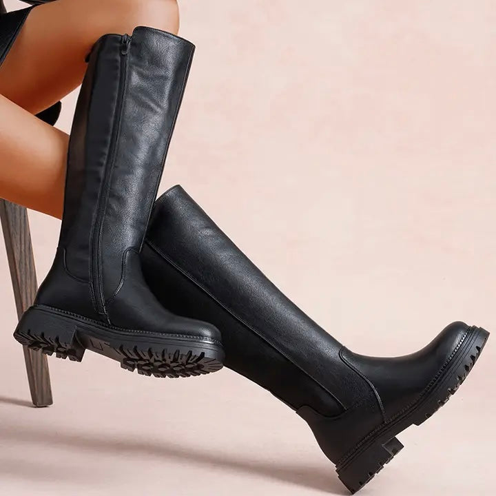 Naisten Joustavat Keinonahkaiset Polvisaappaat – Tyylikkäät ja Mukavat Ortopediset Saappaat