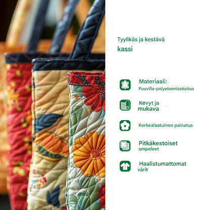 Kauniisti Kirjailtu Tikattu Kangaslaukku