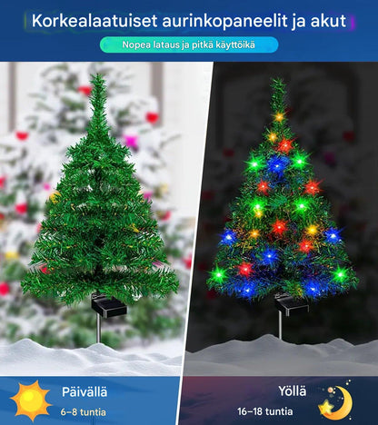 Aurinkokennolla toimivat joulukuusen valot