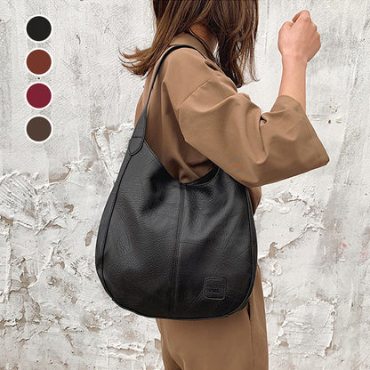 Retro™ – Naisten Tilava Olkalaukku Pehmeää Nahkaa