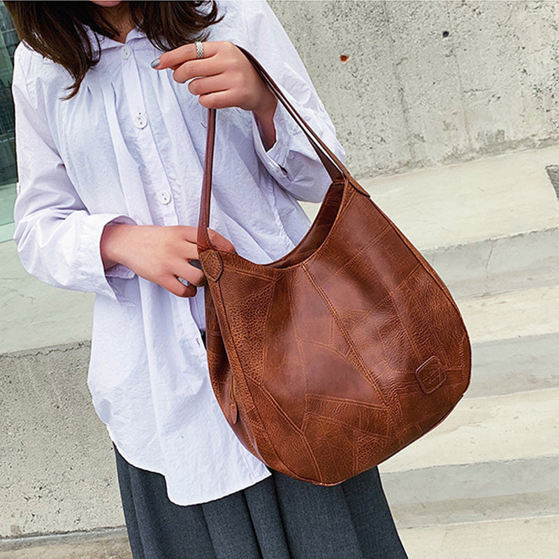 Retro™ – Naisten Tilava Olkalaukku Pehmeää Nahkaa