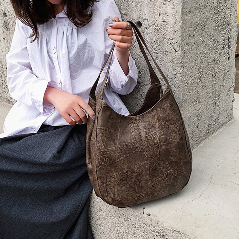 Retro™ – Naisten Tilava Olkalaukku Pehmeää Nahkaa