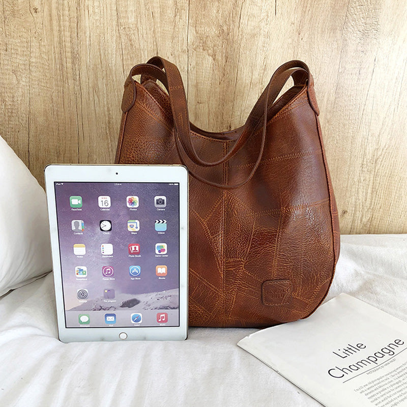 Retro™ – Naisten Tilava Olkalaukku Pehmeää Nahkaa